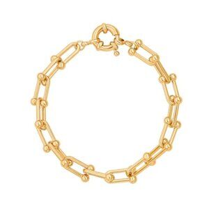 18k Gold Plated Chunky Cuban Oval Link Chain Bracelet